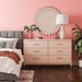 CosmoLiving by Cosmopolitan Westerleigh 6 Drawer 56.77" W Double Dresser Wood in Pink | 33.46 H x 56.77 W x 16.14 D in | Wayfair 3642350COMS