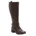 Wide Width Women's The Donna Wide Calf Leather Boot by Comfortview in Brown (Size 11 W)