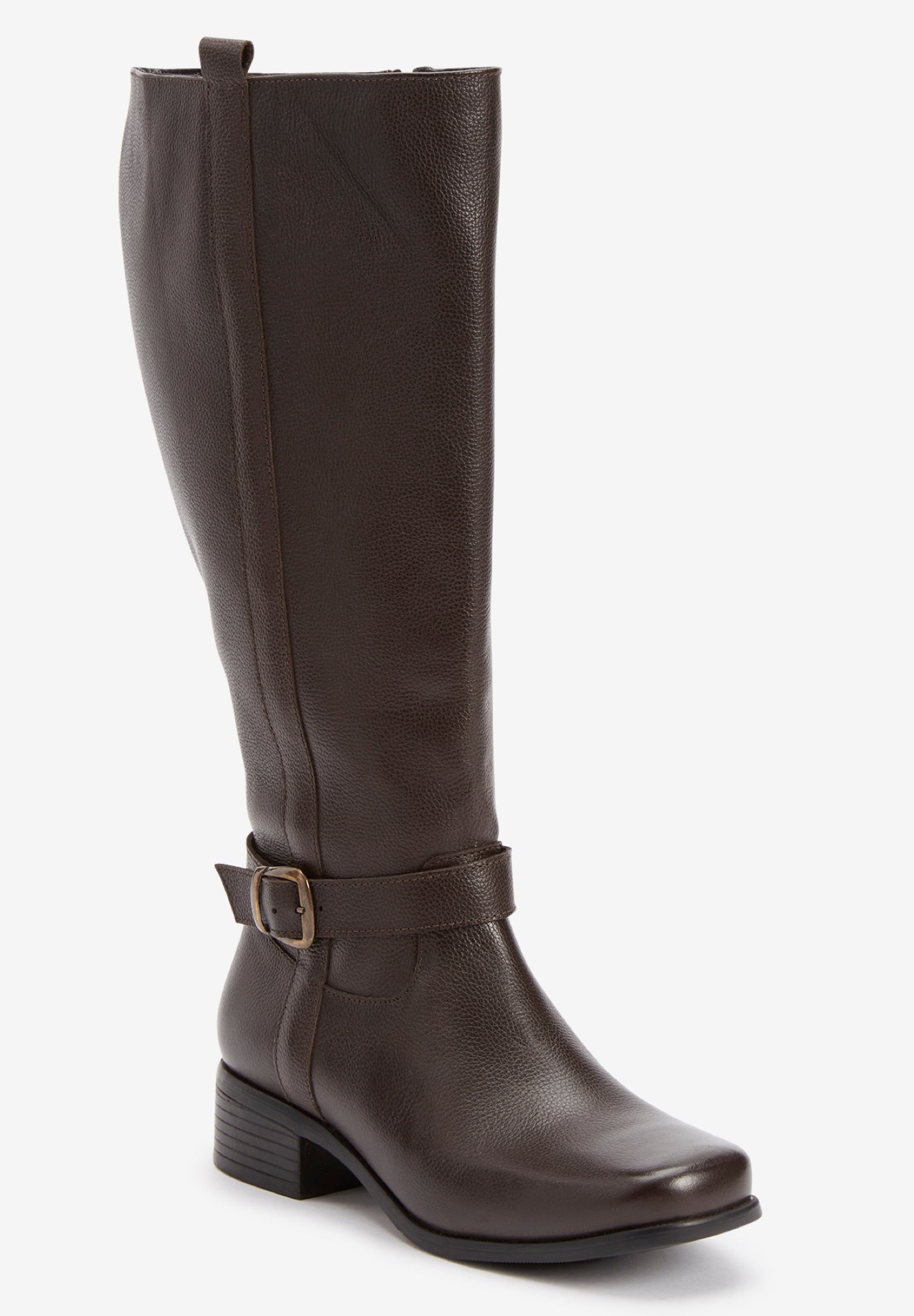 Wide Width Women's The Donna Tall Wide Calf Leather Boot By Comfortview by Comfortview in Brown (Size 7 1/2 W)