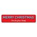 Lizton Sign Shop, Inc Merry Christmas Family Custom Aluminum Sign Metal in Blue/Gray/Red | 4 H x 18 W x 0.04 D in | Wayfair 1493-A418