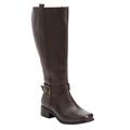 Extra Wide Width Women's The Donna Wide Calf Leather Boot by Comfortview in Brown (Size 12 WW)