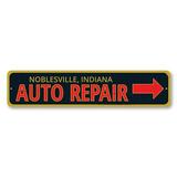 Lizton Sign Shop, Inc Garage Auto Repair Custom Aluminum Sign Metal in Blue/Gray/Red | 4 H x 18 W x 0.04 D in | Wayfair 1533-A418