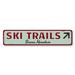 Lizton Sign Shop, Inc Mountain Ski Trails Arrow Custom Aluminum Sign Metal in Gray/Green/Red | 4 H x 18 W x 0.04 D in | Wayfair 1560-A418