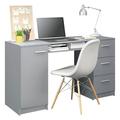 Latitude Run® Computer Desk w/ 3 Drawers, 1 Door & 1 Storage Shelf, Office Desk w/ Drawers Wood in Gray | 30.32 H x 53.54 W x 17.72 D in | Wayfair