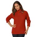 Plus Size Women's Buckle-Trim Turtleneck by Jessica London in Copper Red (Size 1X)