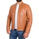 A1 Fashion Goods Mens Soft Tan Leather Jacket Casual Zip Fasten Coat Nobel (XX-Large)