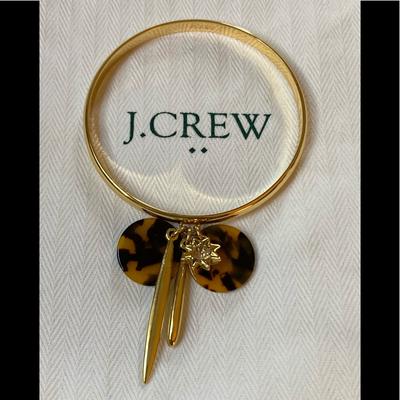 J. Crew Jewelry | J. Crew Bangle W/Crystal Sun & Tortoise Charms | Color: Gold | Size: Os