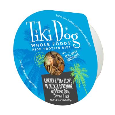Tiki Dog Whole Foods Chicken & Tuna Recipe in Chicken Consomme Wet Dog Food, 3 oz.