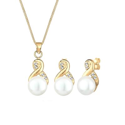 Elli - Infinity Perlen Kristalle 925 Silber Schmuck-Set Damen