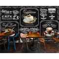 MUMUWUSG Non-Woven Wallpaper Gray Cafe Coffee Cup Self-Adhesive Mural Art Decals Home Decoration DIY Living Bedroom Office Decor Wallpaper Kids Room Gift 360X230Cm