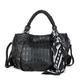 Chikencall® Skull Tote Top Handle Bag Skull Print Handbag PU Leather Purse Black Big Shoulder Satchels with Punk Scarf