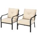 Costway 2 Pieces Patio Dining Set with Padded Cushions Armrest Steel Frame