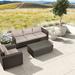 Latitude Run® Marfik 3 Piece Rattan Sofa Seating Group w/ Sunbrella Cushions in Brown | 32 H x 92.25 W x 35.25 D in | Outdoor Furniture | Wayfair