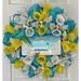 The Holiday Aisle® Summer Wreath Sip Back & Relax Burlap/Deco Mesh in Blue/White/Yellow | 24 H x 24 W x 6 D in | Wayfair