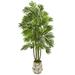 6' Areca Palm Artificial Tree in Vintage Green Floral Planter - 72 x 35 x 32 in.