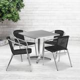 Rattan/ Steel/ Aluminum Indoor-Outdoor 5-piece Square Dining Set