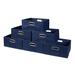 Noble Connect Set of 6 Half-Size Foldable Fabric Storage Bins- Blue