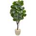 67" Fiddle Leaf Fig Artificial Tree in Sand Stone Planter - 31"W x24"D x 67"H