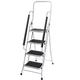 iropro 4 Step Ladder Heavy Duty,Portable Foldable Stepladder with Handrail Anti-Slip Mat,Strong Sturdy Steel for Home,Office,Kitchen,Garage (4 step ladder with handrail)