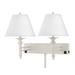 Medallion Lighting 2 - Light Dimmable Plug-in Simply Armed Sconce Metal/Fabric in White | 19 H x 24 W x 14 D in | Wayfair WZ8292WH-WC-SGL