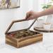 MyGift 8-Compartment Tea Bag Storage Box Wood in Brown | 3.93 H x 7.87 W x 12.75 D in | Wayfair WAYKIT1791BEI-V2