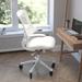 Inbox Zero Jayetta Mid-Back Mesh Swivel Ergonomic Task Office Chair w/ Flip-Up Arms Upholstered/Mesh in White | 41.25 H x 24.5 W in | Wayfair