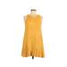 Forever 21 Casual Dress - A-Line Crew Neck Sleeveless: Yellow Solid Dresses - Women's Size Small