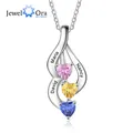 JewelOra – colliers personnalisables avec nom gravé pour femmes pendentifs avec 3 cœurs pierre de