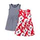 Simple Joys by Carter's Baby Mädchen Short-Sleeve and Sleeveless Dress Sets, Pack of 2 Freizeitkleid, Marineblau Streifen/Rot Mohnblumenaufdruck, 12 Monate (2er Pack)