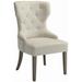 Elegant Button Tufted Beige Upholstered Dinning Chair with Nail head Trim