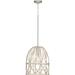 Chastain Collection One-Light Bleached Oak Basket Farmhouse Pendant Light - 14 in x 14 in x 17.25 in