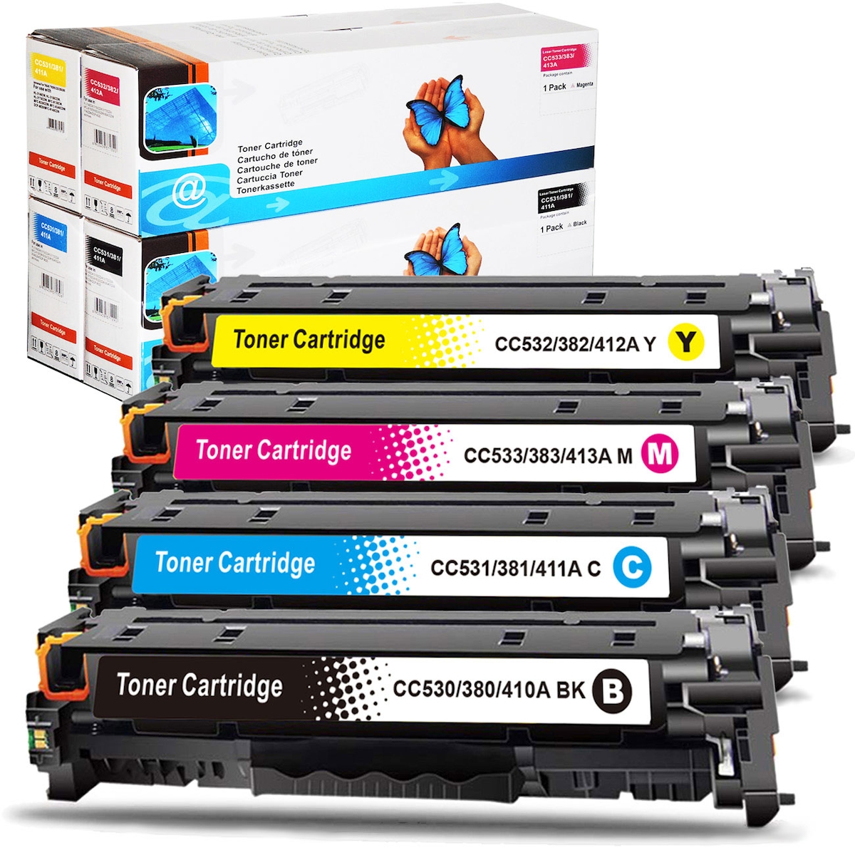 4 TonerSet für HP Color LaserJet CP2027DN Tonerkassetten kompatibel HP-304A alle Farben von Gigao Image