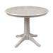 Lark Manor™ Thelma Solid Wood Pedestal Dining Table Wood in Gray/White | 29.9 H x 36 W x 36 D in | Wayfair 7665914587BD4959A5D356AE2241ECB4