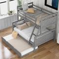 Grena Twin Over Full Solid Wood Standard Bunk Bed w/ Trundle by Harper Orchard Wood in Gray | 62.31 H x 55.92 W x 78.71 D in | Wayfair