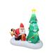 The Holiday Aisle® Tree w/ Santa Claus & Dog Christmas Inflatable Polyester in Green/Red/White | 72.83 H x 69.69 W x 34.25 D in | Wayfair