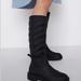 Zara Shoes | Low Heel Quilted Tall Boots Size 36 And 40 Limeted Edition | Color: Black | Size: 40 And 36
