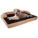 Tan/Black Pet Bed - 3-Layer Orthopedic Dog Sofa with Cooling Gel, Memory Foam and Neck Bolster