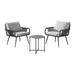 Andover All-Weather Outdoor Conversation Set with Two Rope Chairs and 18" H Cocktail Table - N/A