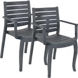 Sunnydaze Illias Plastic Outdoor Patio Arm Chair - Set of 2