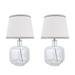 Aspen Creative Two Pack Set 21 1/2" High Glass Table Lamp, Clear Seedy Glass Finish with Empire Lamp Shade Off White, 12" Wide