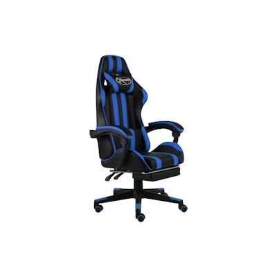vidaXL Gaming-Stuhl mit Fußstütze Schwarz und Blau Kunstleder Image