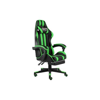 vidaXL Gaming-Stuhl mit Fußstütze Schwarz und Grün Kunstleder Image