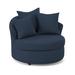 Barrel Chair - Andover Mills™ Alsup Barrel Chair Faux Leather/Polyester/Cotton/Other Performance Fabrics in Blue | 38 H x 46 W x 44 D in | Wayfair