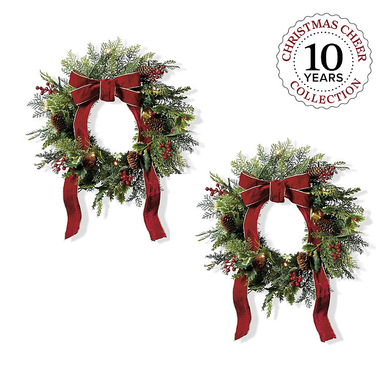 Set of 2, 12" Wreath - Christmas Cheer Patio Wreaths - Outdoor Holiday Décor - Frontgate