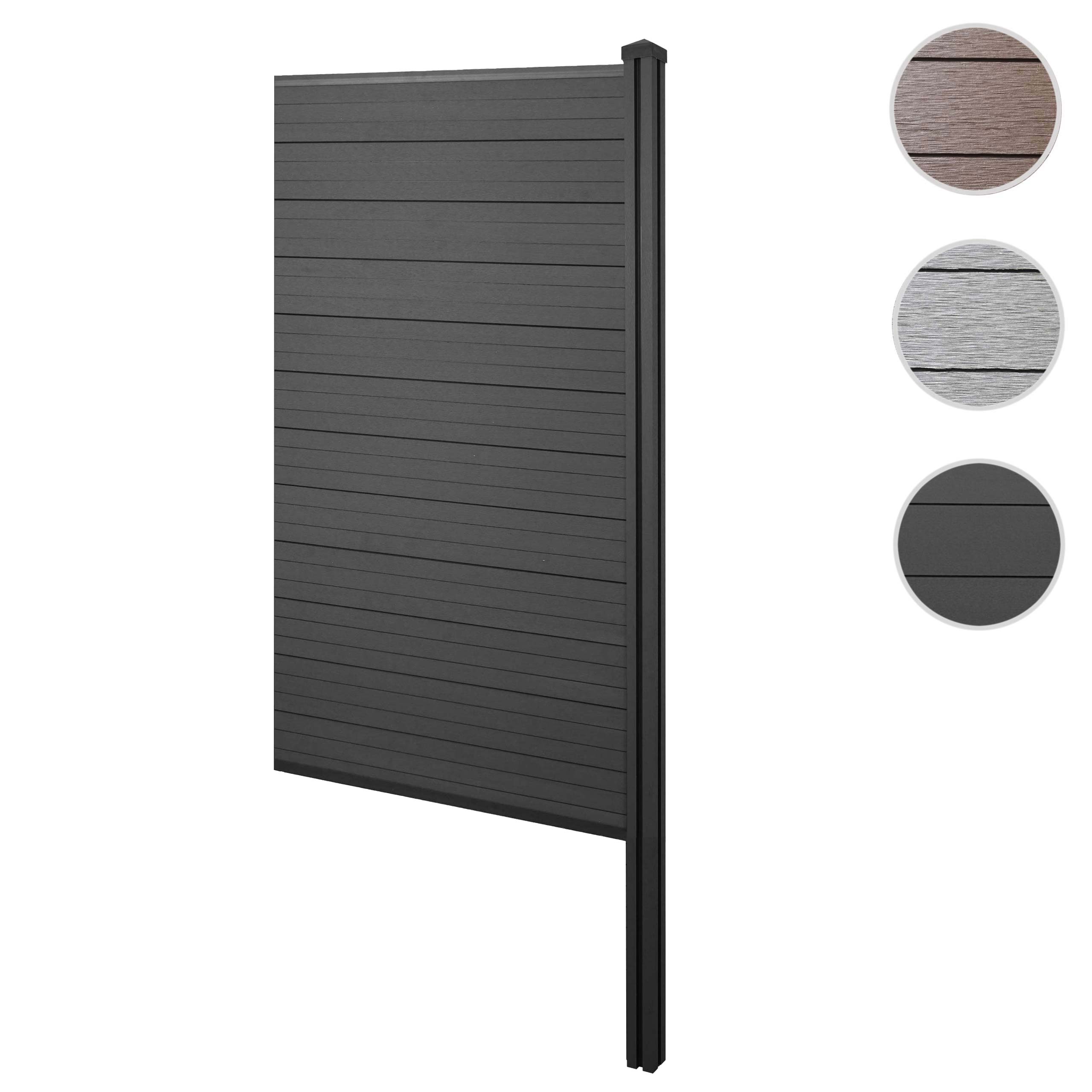 WPC-Sichtschutz Sarthe, Windschutz Zaun, WPC-Pfosten zum Einbetonieren ~ Erweiterungselement schmal, 98cm grau Image