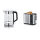 SEVERIN 3420-000 WK 3420 Wasserkocher, 2200, 1.7 liters, Glas-Edelstahl-gebürstet/schwarz & Automatik-Toaster, Inkl. Brötchen-Röstaufsatz, 2 Röstkammern, 800 W, AT 2589, Edelstahl/Schwarz