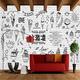 MUMUWUSG Photo Wallpaper Grey Restaurant Ice Cream Non-Woven Wall Art Print Mural Decoration Poster Picture Living Room Bedroom Wall Decor Self-Adhesive Giant Sticker 460X280Cm