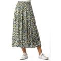 Roman Originals Womens Ditsy Floral Burnout Midi Skirt - Ladies Smart Casual Office Work Midi Length Skirts Flare Detail Shape Spring Summer Elasticated Holiday Skirts - Multi - Size 12