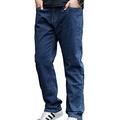 moroess Men's Regular Straight Fit Design Comfortable Denim Jeans Stretch Straight Leg Regular Fit Classic Basic Denim Jeans Relaxed(34W,Lake Blue)