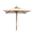 JATI Umbra 1.5m Small Wooden Patio Parasol with Cover (Natural) - Square | Single-Pulley | 2-Part Pole